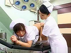 Japan milf nurse inserts dildo into coworkers anus